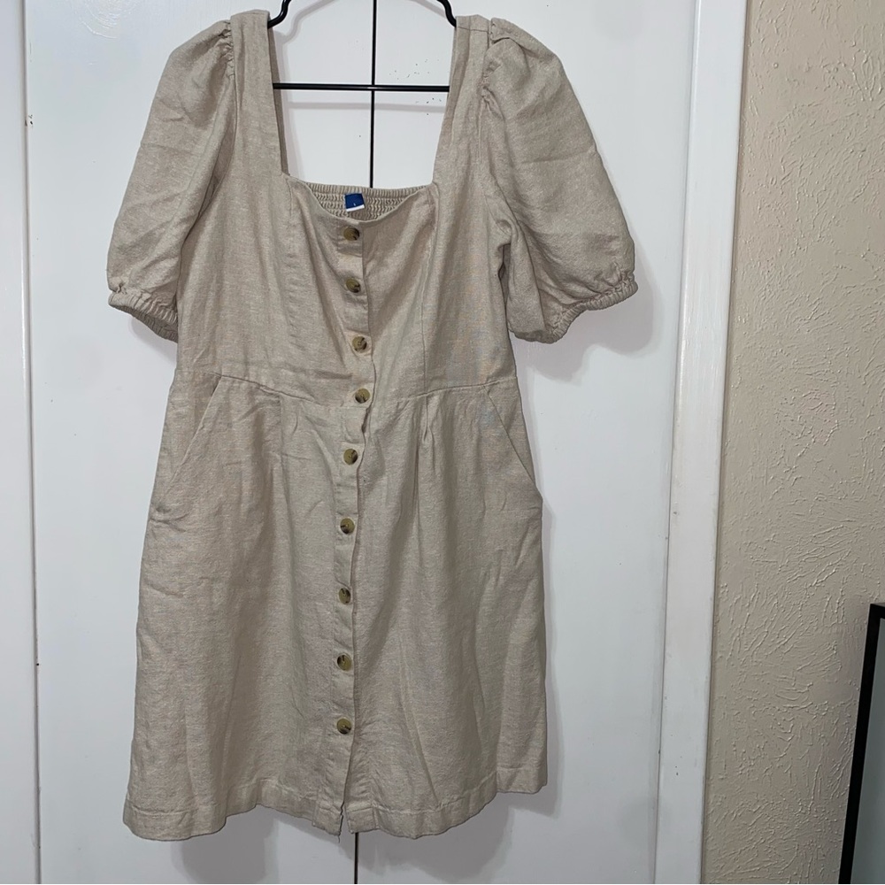 Old Navy Beige Button-Front Mini Dress